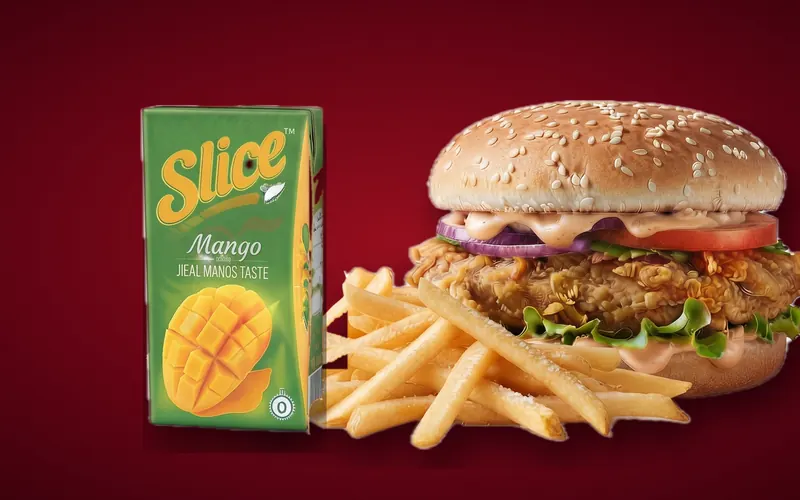 Kids Meal (Burger) deal from Crusty5: Chicken "n" Crisp Burger, Fries and Slice Juice